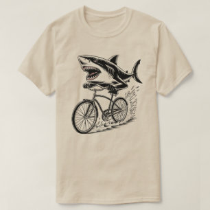 Tiburón montando bicicleta• Camiseta de ataque de 