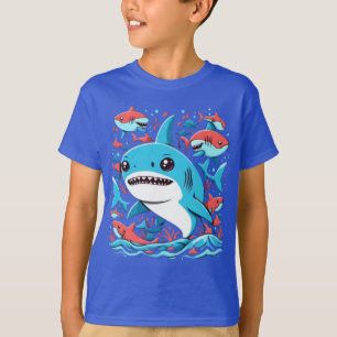 Tiburón muerto saltando en la camiseta del océano