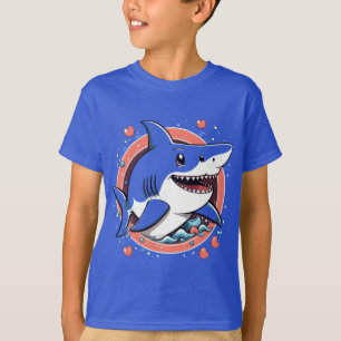 Tiburón muerto saltando en la camiseta del océano