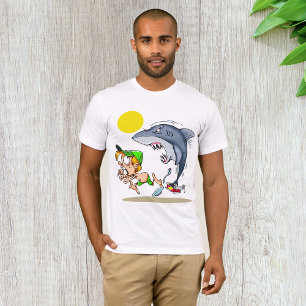 Tiburón persiguiendo a un chico con camiseta