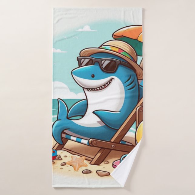 Tiburón personalizado lindo costero/playa (Toalla de baño)