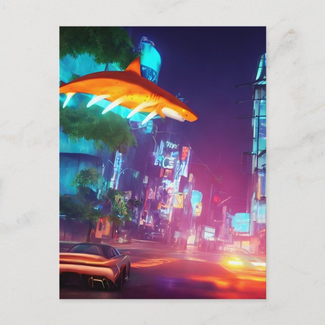 Tiburón por la postal de la ciudad (Anverso)