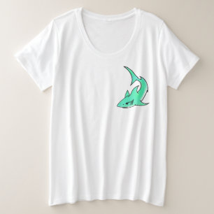 tiburón sonriente de dibujos animados azul verde m
