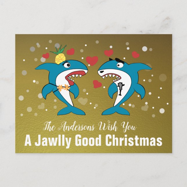 Tiburones de Navidad Tipografía Personalizada en O (Anverso)