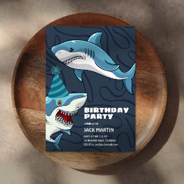 Tiburones disfrazados con invitación de cumpleaños