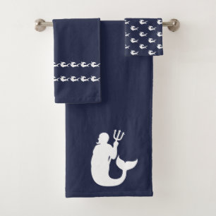 Tiburones Merman Bathroom Océano azul y blanco