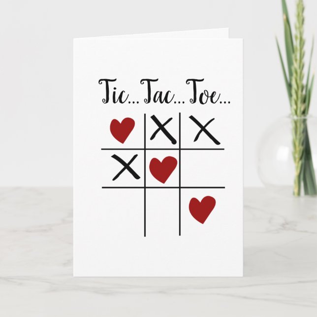 Tic Tac Toe Hearts Tarjeta de Aniversario de San V (Anverso)