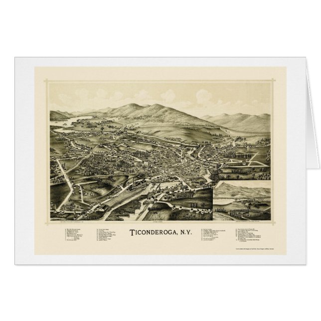 Ticonderoga, mapa panorámico de NY - 1891 (Anverso (Horizontal))