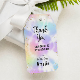 Tie Dye 1er cumpleaños etiqueta de agradecimiento