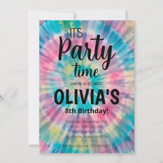 Tie Dye Birthday Invitación a Rainbow Tie Dye Naci