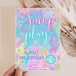 Tie Dye Retro Jump and Play Birthday Invitación