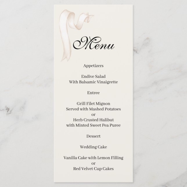 Tie the knot Menu (Anverso)