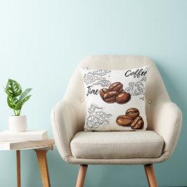 Tiempo de café de almohadas y pufs