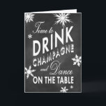 Tiempo de Chalkboard para tomar la tarjeta de vaca<br><div class="desc">Una salpicadura de copos de nieve decora esta divertida y coqueta tarjeta de vacaciones,  sobre un fondo de pizarra. Si se necesitan elementos de coordinación adicionales,  simplemente contacte con nosotros en prettyfancyinvites@gmail.com con su solicitud.</div>