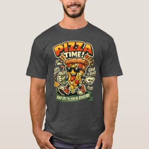 Tiempo de Pizza Retro Camiseta Divertida de Rebana
