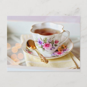 Tiempo de té Postal del té para el poscruce
