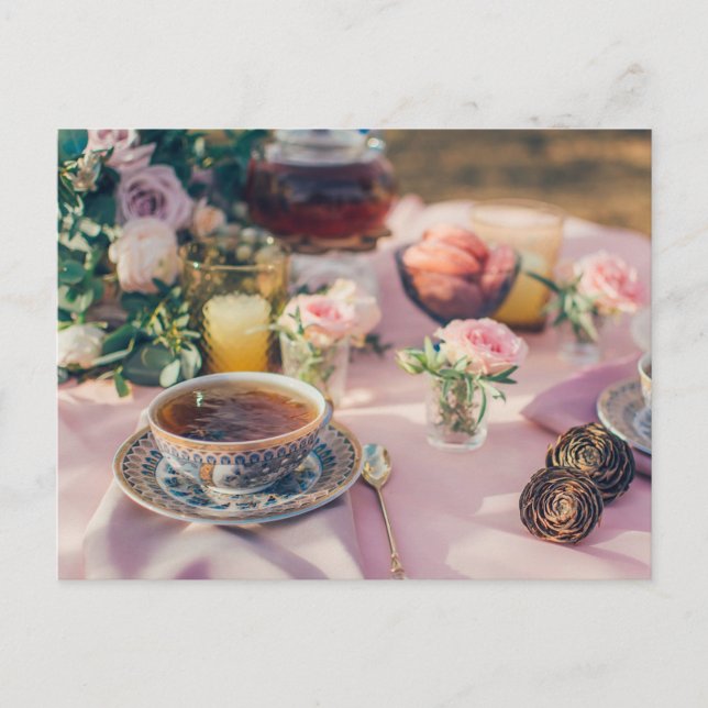 Tiempo de té Postal del té para el poscruce (Anverso)