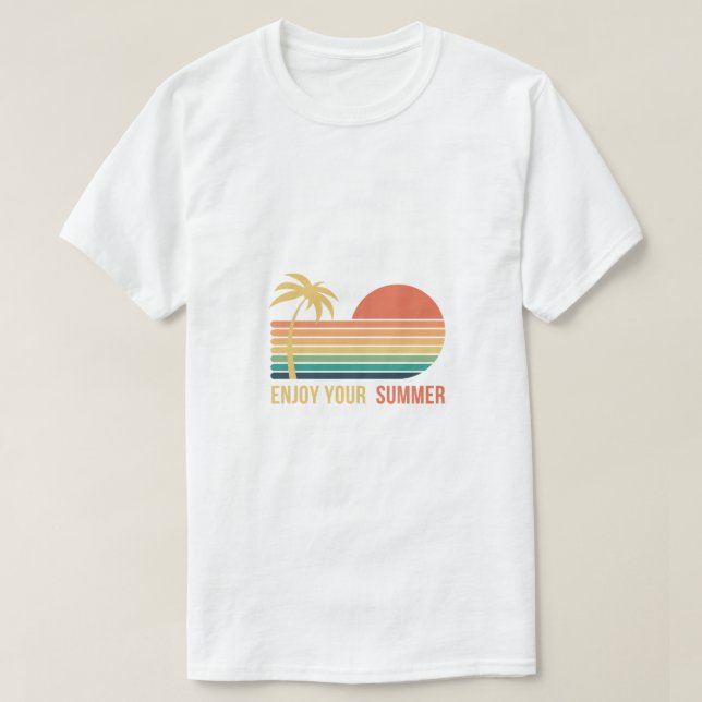 Tiempo de verano Polo tee Retro Beach Sunset Logo (Diseño del anverso)