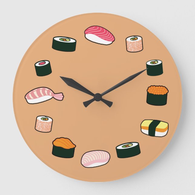 ¡Tiempo del sushi! Reloj de pared (beige) (Anverso)