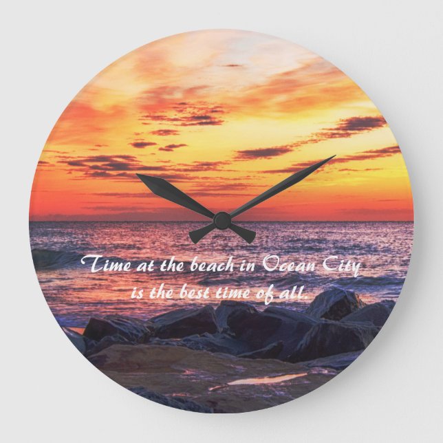 Tiempo en la playa en el reloj de pared de Ocean C (Anverso)