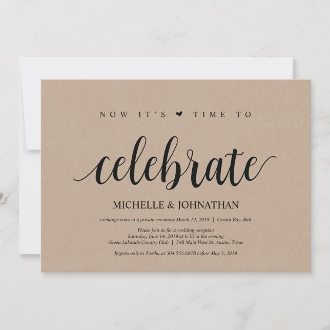 tiempo para celebrar las invitaciones de elopement (Anverso)