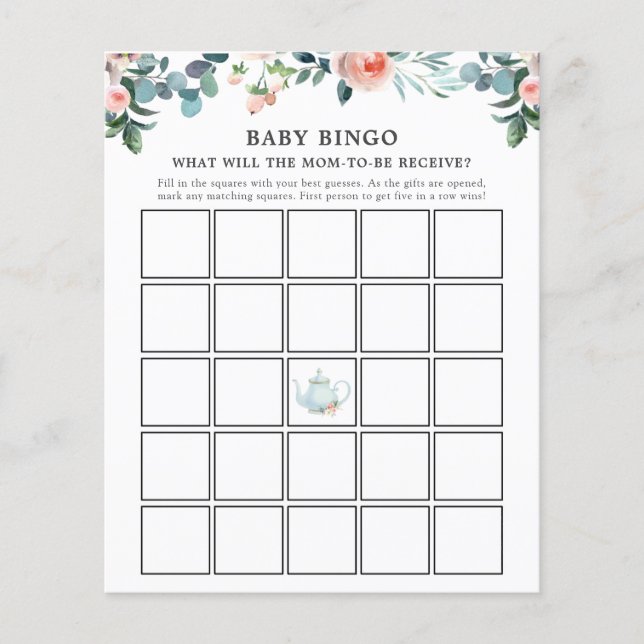 Tiempo para la tarjeta de juego Tea Baby Bingo (Anverso)