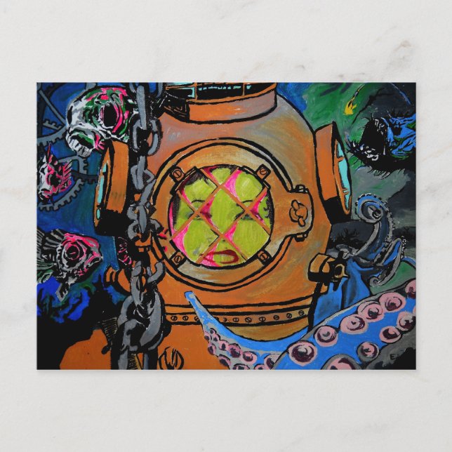 "Tiempos difíciles para el Aquanaut" postal (Anverso)