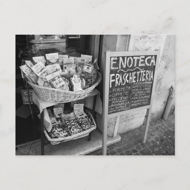 Tienda callejera en la tarjeta de correos de Roma (Anverso)