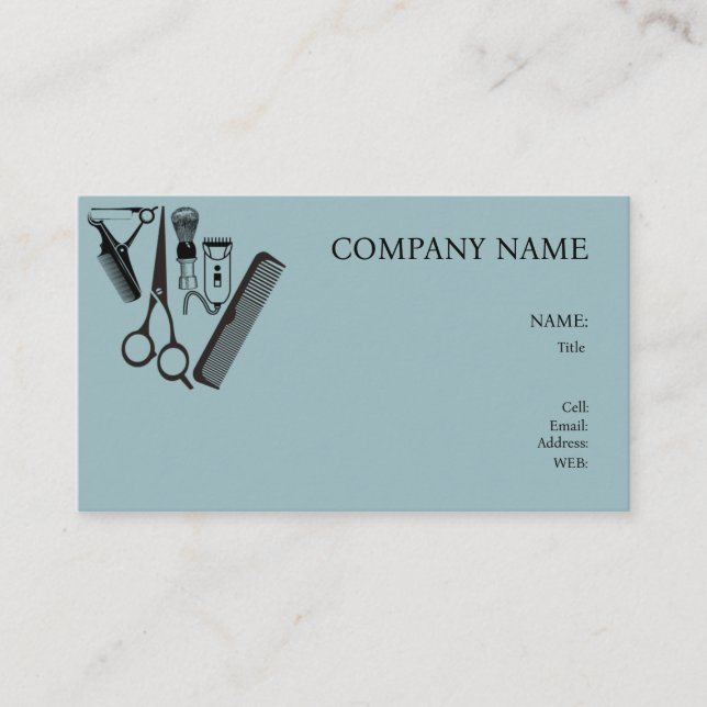 TIENDA DE BARBER DE TARJETA DE NEGOCIO DE PLANTILL (Anverso)