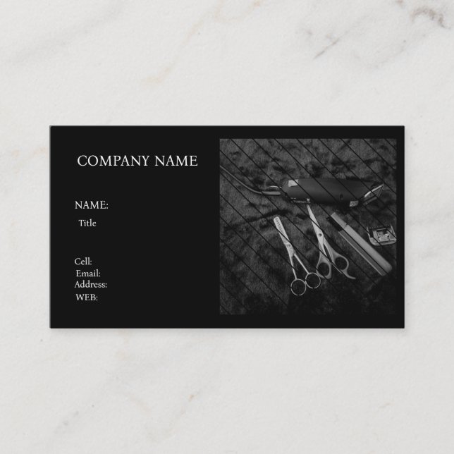 TIENDA DE BARBER DE TARJETA DE NEGOCIO DE PLANTILL (Anverso)