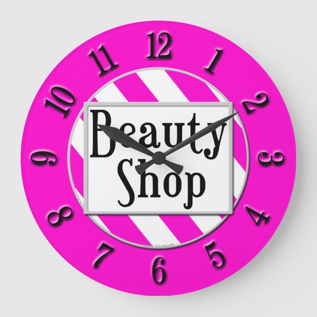 Tienda de belleza Reloj de pared retro rosado de r (Anverso)