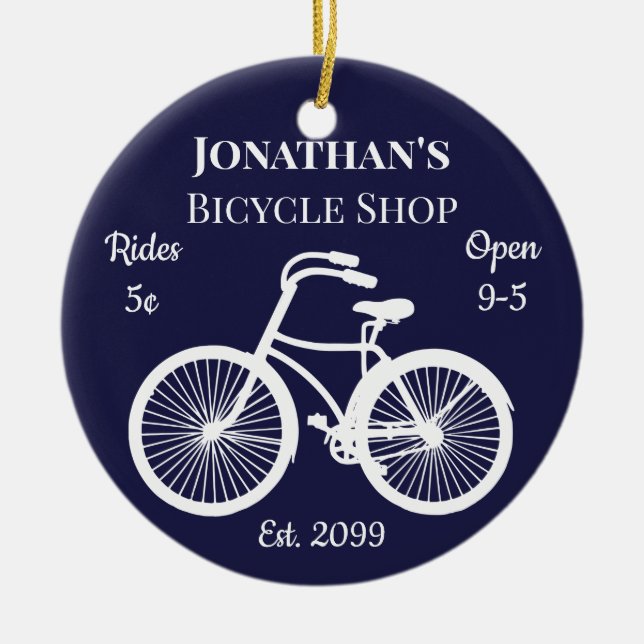 Tienda de bicicletas con adornos navideños 5 centa (Frente)