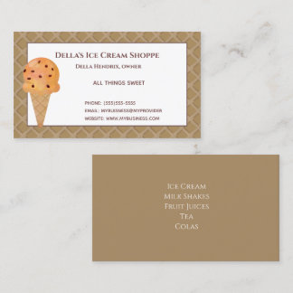 Tienda de helados rocia tarjetas de visita