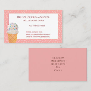 Tienda de helados rocia tarjetas de visita