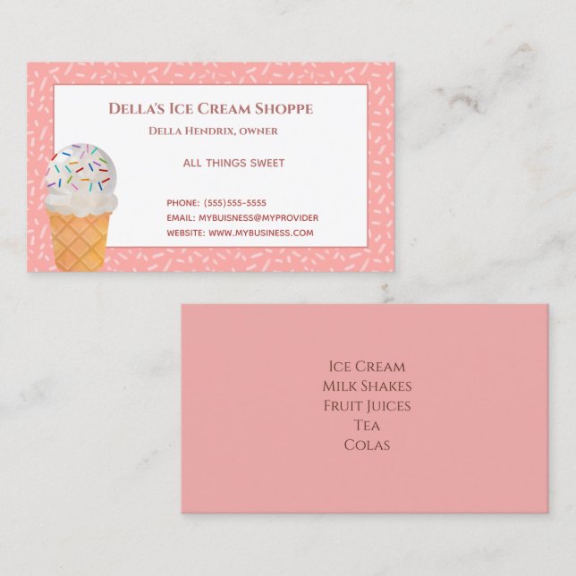 Tienda de helados rocia tarjetas de visita (Anverso / Reverso)