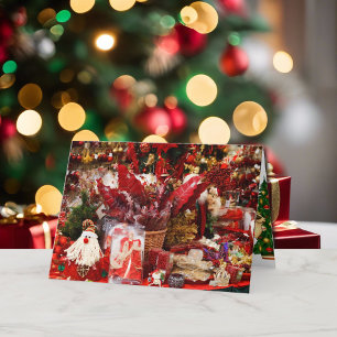 Tienda de Navidad Mostrar Santa en Tarjeta de Vaca