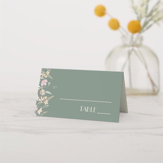 Tienda de tarjetas de Boda de Wildflower Sage Deco (Anverso)