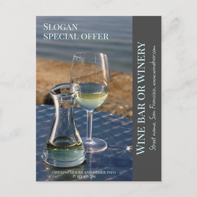 Tienda de vinos, bar o tarjeta de promoción de bod (Anverso)