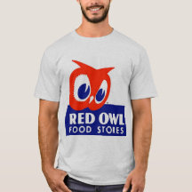 Tiendas de alimentos de búho rojo - camiseta con l