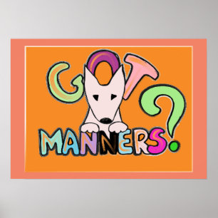 ¿TIENEN MANNERS? Arte mascota del Bull Terrier ing