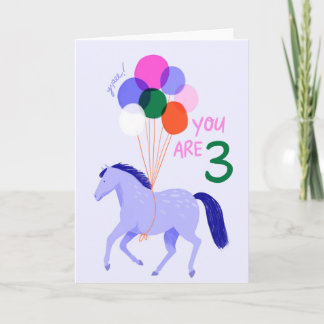 Tienes 3, tarjeta de cumpleaños para caballos