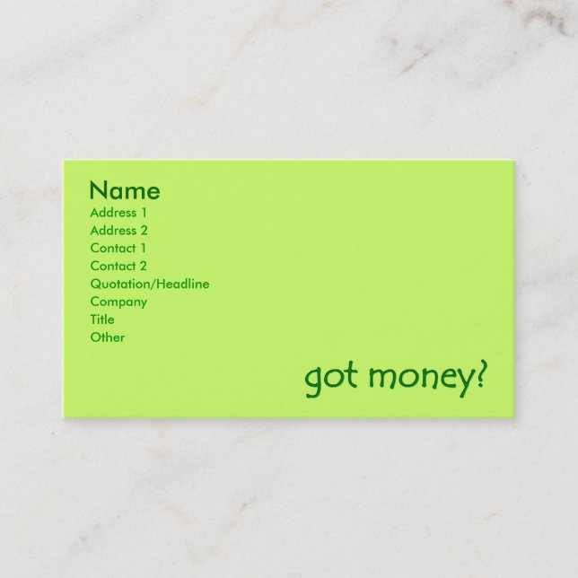 ¿Tienes dinero? Tarjetas de presentación (Anverso)