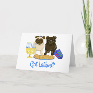 ¿Tienes latas?  Tarjetas Hanukkah Pug - Personaliz