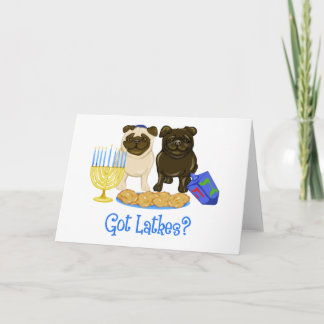 ¿Tienes latas?  Tarjetas Hanukkah Pug - Personaliz
