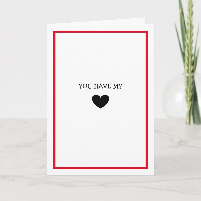 Tienes mi tarjeta romántica de corazón, ahora y pa (Anverso)