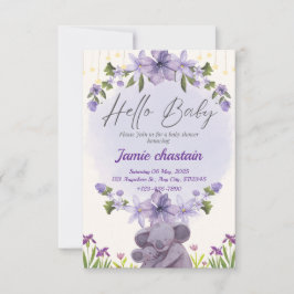 tierno animal Invitación a tarjeta de ducha para b