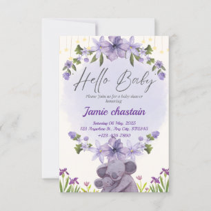 tierno animal Invitación a tarjeta de ducha para b