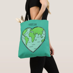 Tierra Amor nombre personalizado y bolsas de color