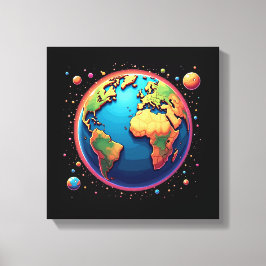 Tierra colorida en el arte de la pared de lienzo e