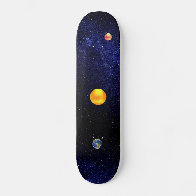 Tierra de sol y planeta en patineta de galaxia (Anverso)
